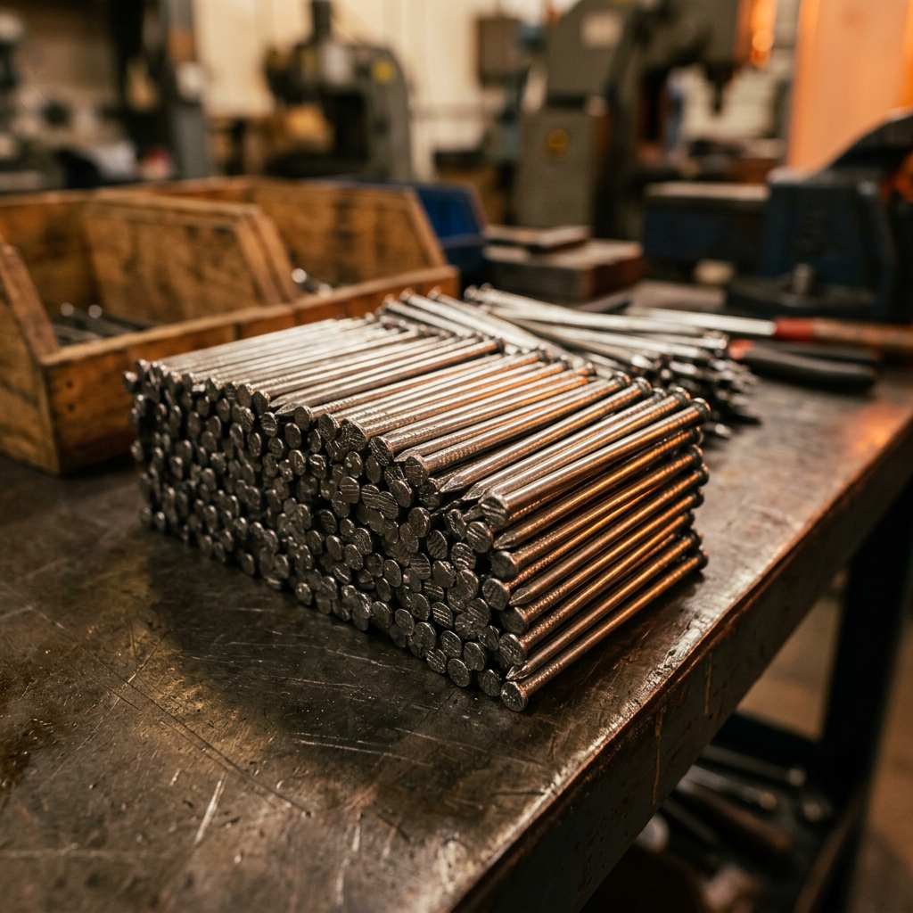 Steel nails for construction and carpentry
